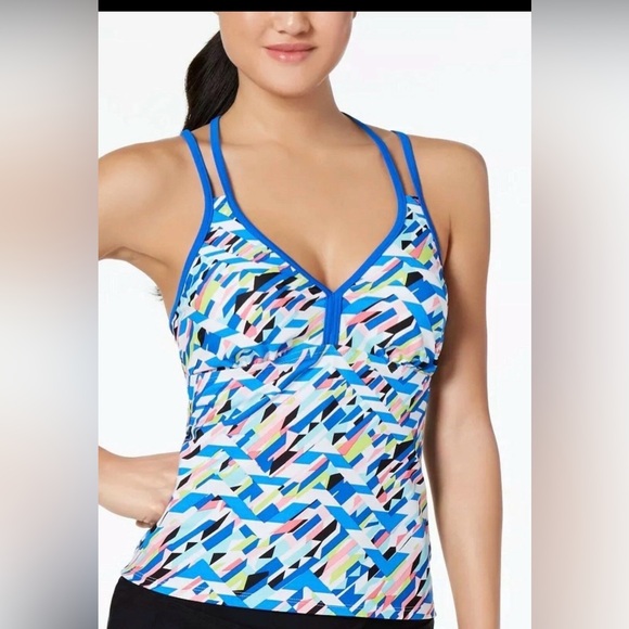 Gossip Other - NWT Gossip Swimsuit  Tankini Top Sz XL Racerback Blue Multi